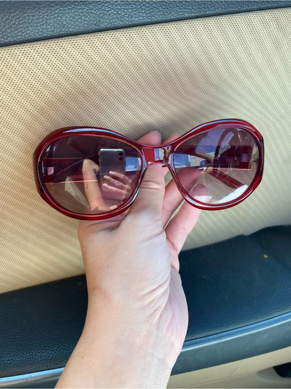 Guess Women's Burgundy Oversized Oval Sunglasses